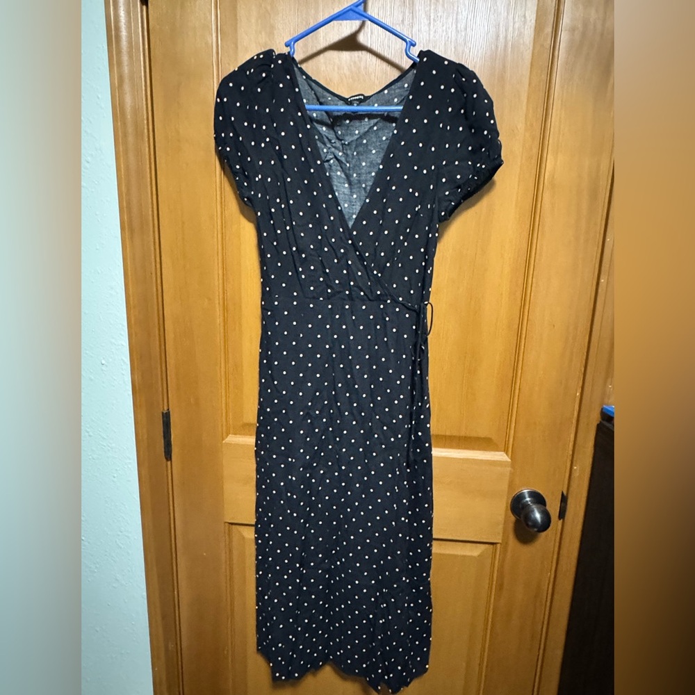 Express Black and White Polka Dot Maxi Dress